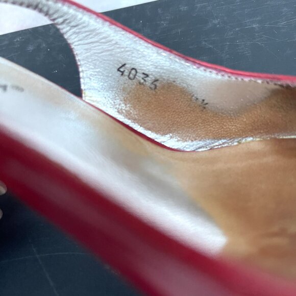 Auc Dolce & Gabbana Eel Skin Red Pointed Toe Slingback Heels IT 37,5 US 7,5 - Picture 6 of 13